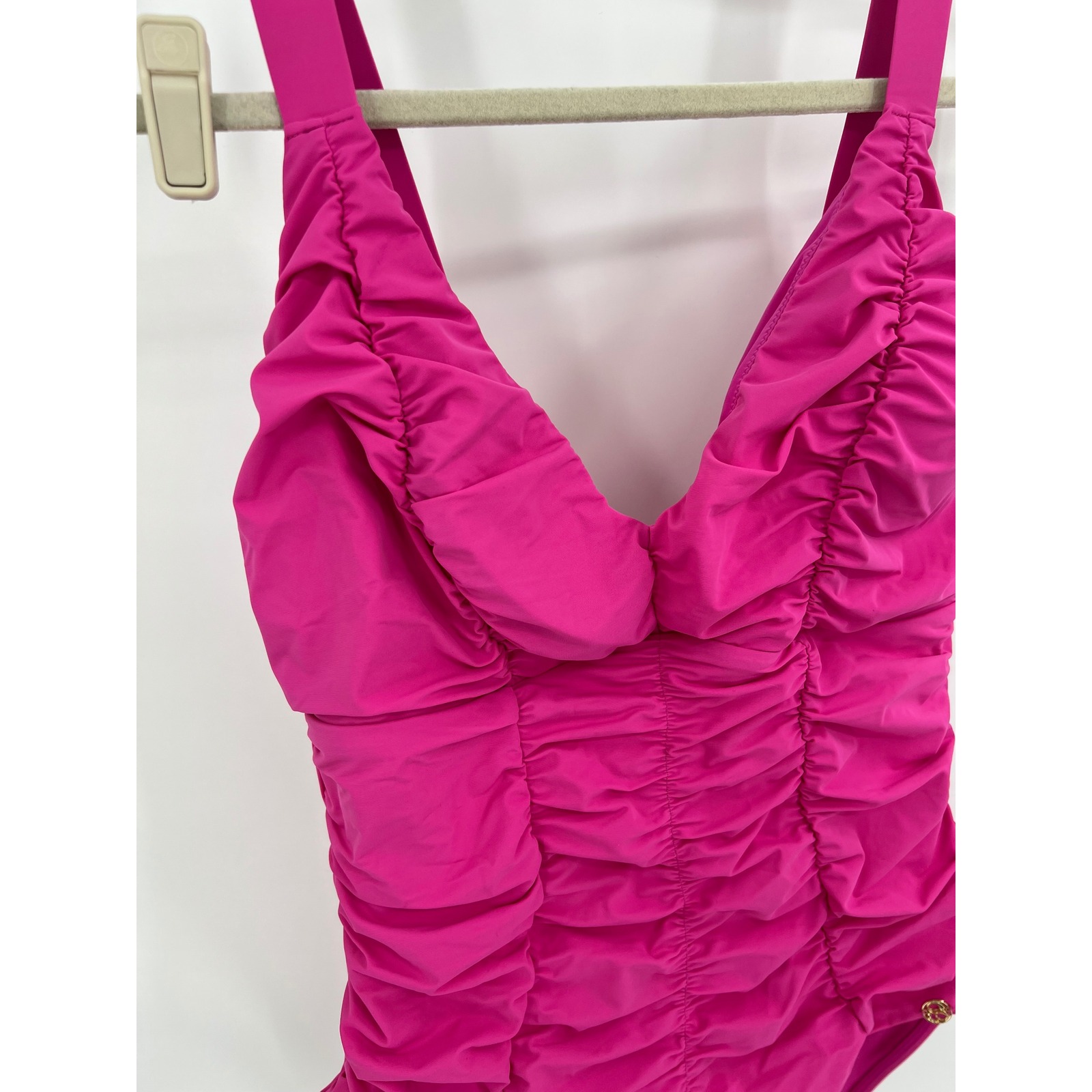 Nwt Shapellx Smart Sculpt Ruched Lace-Up Back Tummy Control Swimsuit Sz Xl, Pink — image 2 of 8